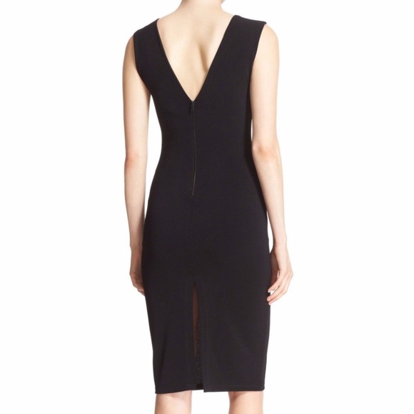 NWT $265 Alice + Olivia Asha Lace-Up V-Neck Sheath Black Dress! - Picture 4 of 5